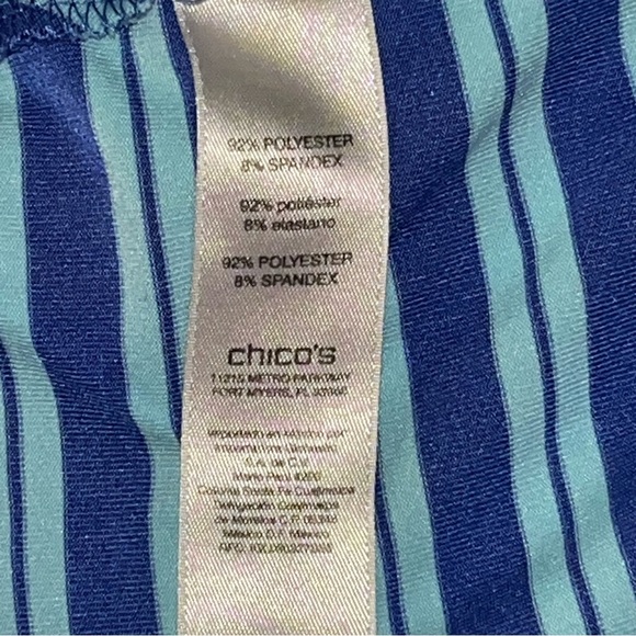 Weekends by Chico’s Striped Blue Purple Golf Tennis Zip Short Sleeve Shirt Size2 - Picture 9 of 10